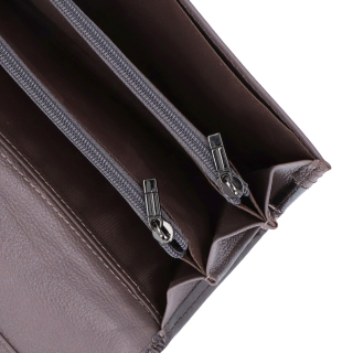 Elegantná dlhá peňaženka Carmelo materiál kože zapínanie na cvok farba taupe veľkosť veľká 2109 M T Detail