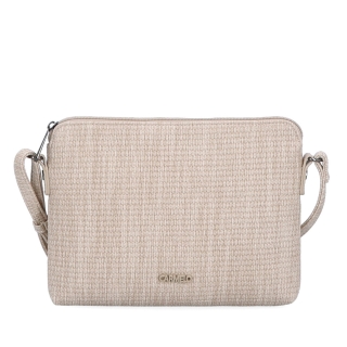 Malá crossbody kabelka s jemným elegantným vzorom Carmelo materiál syntetická koža zapínanie na zips farba béžová veľkosť malá 4337 BE Spredu