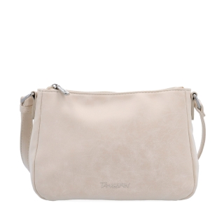 Malá minimalistická crossbody kabelka s hebkým povrchom Tangerin materiál syntetická koža zapínanie na zips farba béžová veľkosť malá 7016 BE Spredu