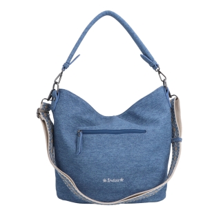 Priestranná crossbody taška s kvetinovým vzorom Indee materiál syntetická koža zapínanie na zips farba modrá veľkosť stredná 6337 M Zozadu