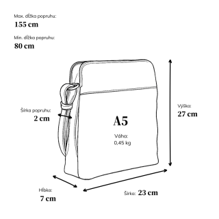 Crossbody kabelka Tangerin materiál syntetická koža zapínanie na zips farba sivá veľkosť malá 8021 TS Rozmery