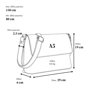 Praktická crossbody kabelka s klopou Tangerin materiál syntetická koža zapínanie na cvok farba koňaková veľkosť stredná 1116 CAM Rozmery