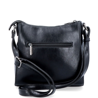 Minimalistická crossbody kabelka do mesta Le Sands materiál syntetická koža zapínanie na zips farba čierna veľkosť malá 7706 C Zozadu