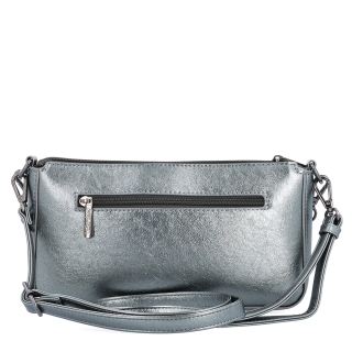 Malá crossbody kabelka s odnímateľnou retiazkou Le Sands materiál syntetická koža zapínanie na zips farba metalíza veľkosť malá 4610 TI Zozadu