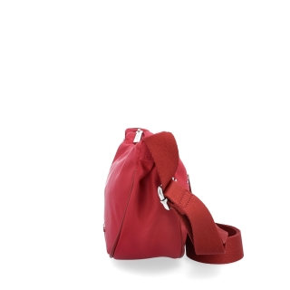 Malá nylonová kabelka typu moonbag Carmelo materiál nylon zapínanie na zips farba červená veľkosť malá 6609 CV Z boku