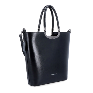 Veľká kožená shopper kabelka Noelia Bolger materiál kože zapínanie na zips farba čierna veľkosť veľká NB 0093 C