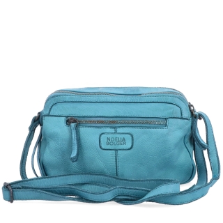 Minimalistická kožená crossbody kabelka Noelia Bolger materiál kože zapínanie na zips farba tyrkysová veľkosť malá NB 2407 TYR Zozadu