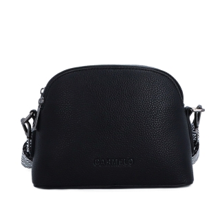 Malá crossbody kabelka so širokým popruhom Carmelo materiál syntetická koža zapínanie na zips farba čierna veľkosť malá 4355 C Spredu