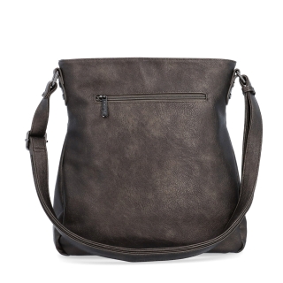 Crossbody kabelka s jednoduchým prešívaním Tangerin materiál syntetická koža zapínanie na zips farba sivá veľkosť stredná 8003 ANT Zozadu