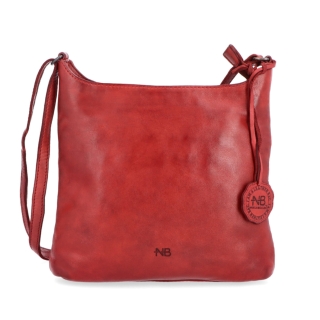 Kožená crossbody kabelka na každý deň Noelia Bolger materiál kože zapínanie na zips farba červená veľkosť malá NB 2404 CV Spredu