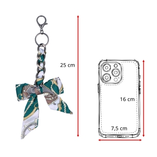 Prívesok na kabelku s mašľou a karabínkou Indee materiál textil farba multicolor D014