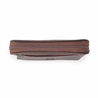 Kožená kľúčenka na zips Cosset materiál kože zapínanie na zips farba hnedá veľkosť malá 4475 Komodo H Hrúbka