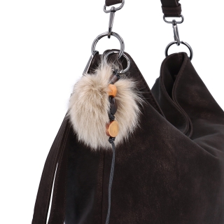 Štýlová hobo kabelka s odnímateľnými popruhmi Carmelo materiál syntetická koža zapínanie na zips farba hnedá veľkosť stredná 4657 TH Detail