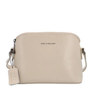 Luxusná malá kožená crossbody kabelka Noelia Bolger materiál kože zapínanie na zips farba béžová veľkosť malá NB 0080 BE Spredu
