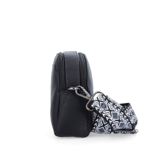 Malá crossbody kabelka s výrazným popruhom Tangerin materiál syntetická koža zapínanie na zips farba čierna veľkosť malá 8044 C Z boku