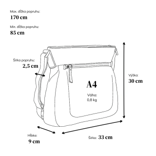 Vintage kožená crossbody kabelka Noelia Bolger materiál kože zapínanie na zips farba koňaková veľkosť stredná NB 2004 KO Rozmery