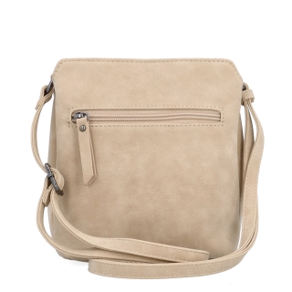 Praktická crossbody kabelka so štruktúrovaným vnútrom Tangerin materiál syntetická koža zapínanie na zips farba béžová veľkosť malá 1117 BE Zozadu