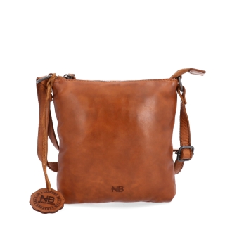Elegantná kožená crossbody kabelka Noelia Bolger materiál kože zapínanie na zips farba koňaková veľkosť malá NB 2415 KO Spredu