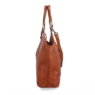 Veľká kožená kabelka s uchami a crossbody popruhom Noelia Bolger materiál kože zapínanie na zips farba koňaková veľkosť veľká NB 2429 KO Z boku