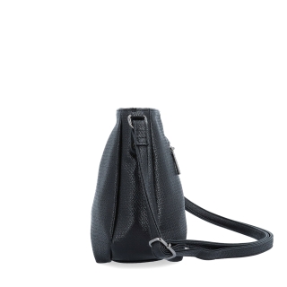 Praktická a elegantná crossbody kabelka Carmelo materiál syntetická koža zapínanie na zips farba čierna veľkosť stredná 4605 C Z boku