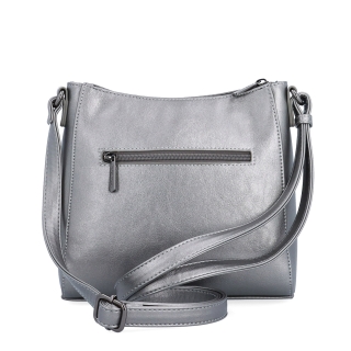 Minimalistická crossbody kabelka do mesta Le Sands materiál syntetická koža zapínanie na zips farba metalíza veľkosť malá 7706 TI Zozadu