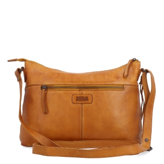 Dámska kožená crossbody kabelka Noelia Bolger materiál kože zapínanie na zips farba žltá veľkosť stredná NB 2430 ZLU Zozadu