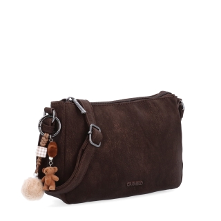 Elegantná malá crossbody kabelka Carmelo materiál syntetická koža zapínanie na zips farba hnedá veľkosť malá 4666 H