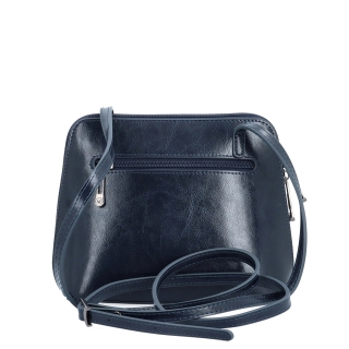 Kožená crossbody kabelka s premysleným členením Noelia Bolger materiál kože zapínanie na zips farba modrá veľkosť malá NB 0115 TM Zozadu