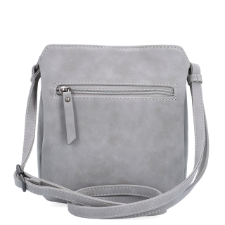 Praktická crossbody kabelka so štruktúrovaným vnútrom Tangerin materiál syntetická koža zapínanie na zips farba sivá veľkosť malá 1117 SS Zozadu