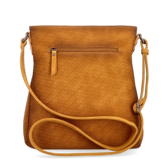 Stredná jednoduchá crossbody kabelka Indee materiál syntetická koža zapínanie na zips farba žltá veľkosť stredná 6317 ZLU Zozadu