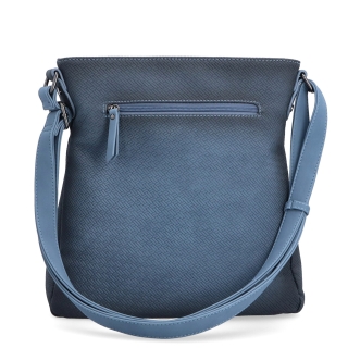 Stredná jednoduchá crossbody kabelka Indee materiál syntetická koža zapínanie na zips farba modrá veľkosť stredná 6317 M Zozadu