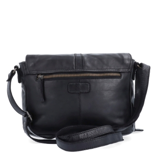 Kožená crossbody kabelka s chlopňou Noelia Bolger materiál kože zapínanie s chlopňou farba čierna veľkosť stredná NB 2416 C Zozadu