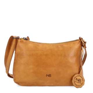 Praktická kožená crossbody na každý deň Noelia Bolger materiál kože zapínanie na zips farba žltá veľkosť malá NB 2406 ZLU Spredu