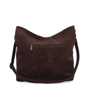 Štýlová crossbody kabelka s odnímateľným reťazom Carmelo materiál syntetická koža zapínanie na zips farba hnedá veľkosť stredná 4660 H Zozadu