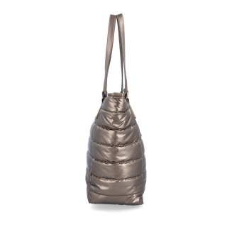 Shopperka cez rameno z nadýchaného materiálu Carmelo materiál nylon zapínanie na zips farba metalíza veľkosť veľká 4385 BR Z boku