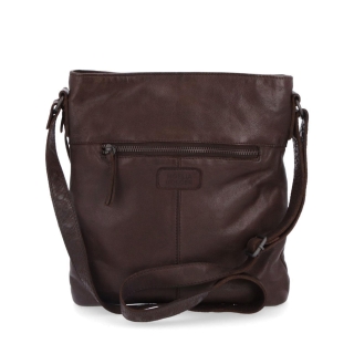 Kožená crossbody kabelka vo vintage štýle Noelia Bolger materiál kože zapínanie na zips farba hnedá veľkosť malá NB 2001 H Zozadu
