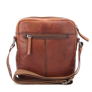 Kožená crossbody taška Poyem materiál kože farba koňaková veľkosť malá 2206 Poyem KO Zozadu