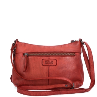 Praktická kožená crossbody na každý deň Noelia Bolger materiál kože zapínanie na zips farba červená veľkosť malá NB 2406 CV Zozadu