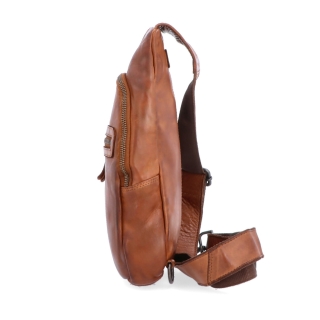 Kožený crossbody bodybag s variabilným nosením Noelia Bolger materiál kože zapínanie na zips farba koňaková veľkosť malá NB 2034 KO Z boku