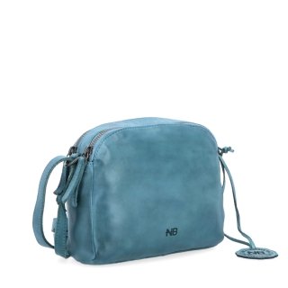 Kvalitná kožená crossbody kabelka Noelia Bolger materiál kože zapínanie na zips farba tyrkysová veľkosť malá NB 2408 TYR