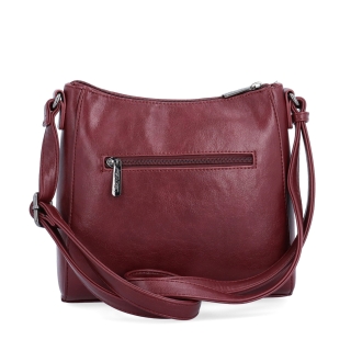 Minimalistická crossbody kabelka do mesta Le Sands materiál syntetická koža zapínanie na zips farba vínová veľkosť malá 7706 BO Zozadu