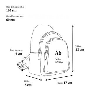 Moderná taška na telo zo syntetického materiálu Carmelo materiál syntetická koža zapínanie na zips farba čierna veľkosť malá 4364 C Rozmery