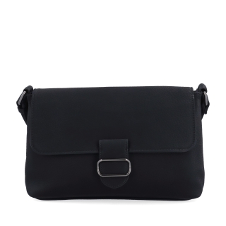 Elegantná crossbody kabelka s klopou Le Sands materiál syntetická koža zapínanie s chlopňou farba čierna veľkosť malá 4652 C Spredu