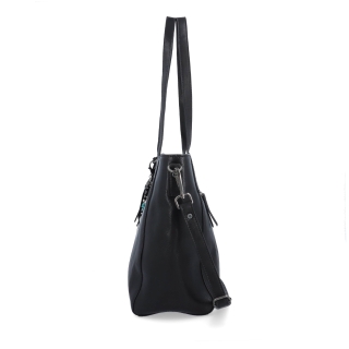 Veľká kožená crossbody kabelka s príveskom Noelia Bolger materiál kože zapínanie na zips farba čierna veľkosť veľká NB 3109 C Z boku