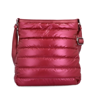 Moderná dámska kabelka z nadýchaného nylonu Carmelo materiál nylon zapínanie na zips farba vínová veľkosť stredná 4382 BO Spredu