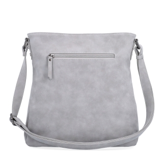 Štýlová crossbody kabelka s čistým dizajnom Tangerin materiál syntetická koža zapínanie na zips farba sivá veľkosť stredná 1101 SS Zozadu