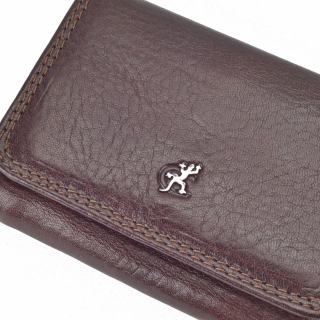 Praktická kožená peňaženka Cosset materiál kože zapínanie na cvok farba hnedá veľkosť malá 4509 Komodo H Logo