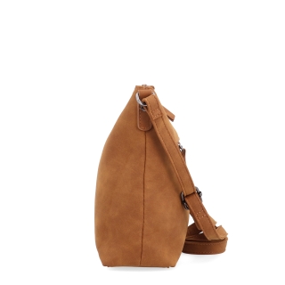 Dámska elegantná crossbody kabelka Tangerin materiál syntetická koža zapínanie na zips farba koňaková veľkosť malá 1110 KA Z boku