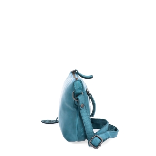 Kožená crossbody s čistými líniami Noelia Bolger materiál kože zapínanie na zips farba tyrkysová veľkosť malá NB 2414 TYR Z boku