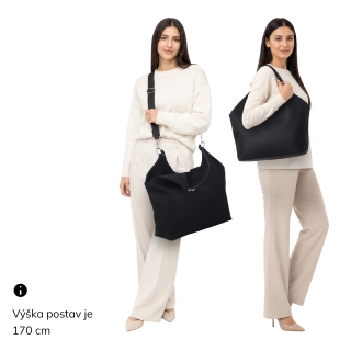 Priestranná kabelka do mesta cez rameno Le Sands materiál syntetická koža zapínanie na zips farba čierna veľkosť veľká 4651 C Na postave